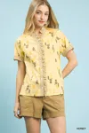 Truedames Printed Ruffle Trim Button Front Blouse In Multi
