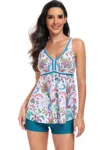 Truedames Printed Sleeveless Ruffle Two Pieces Swimsuits In Multi