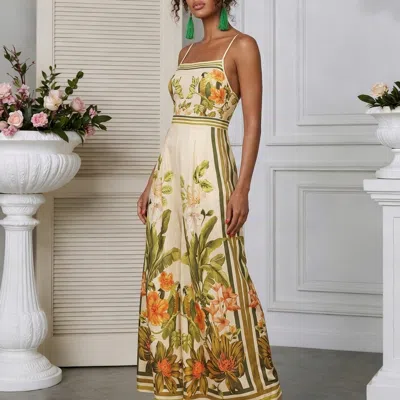 Truedames Printed Spaghetti Strap Wide-leg Jumpsuit In Multi