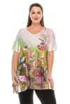 Truedames Printed Sparkle V Neck Top In Multi