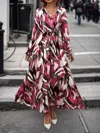 Truedames Printed Surplice Flounce Sleeve Maxi Dress In Red