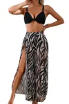 Truedames Printed Two Pieces Split Sheer Mesh Pants Swimsuit In Black
