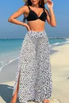 Truedames Printed Two Pieces Split Sheer Mesh Pants Swimsuit In Multi