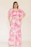 Truedames Printed Venesia Tie Waist Mermaid Maxi Dress In Multi