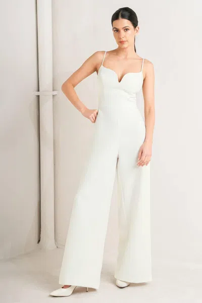 Truedames Pristine Edge Black Woven Jumpsuit In White
