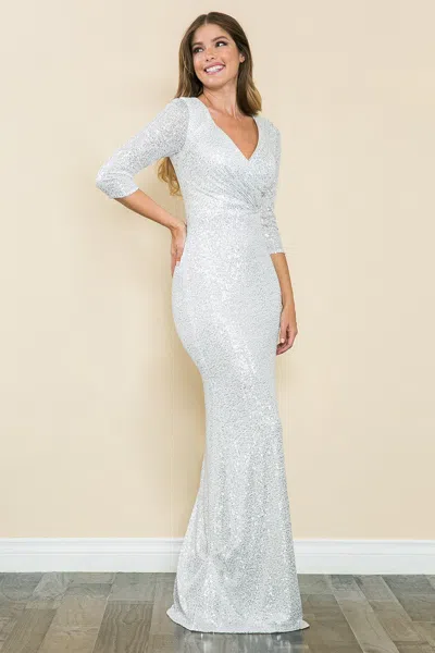 Truedames Prom Dress ¾ Sleeve Mermaid Gown In Multi
