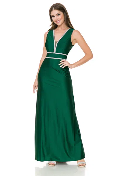 Truedames Prom Dress V-neck A-line Fully Lined Gala Gown In Green