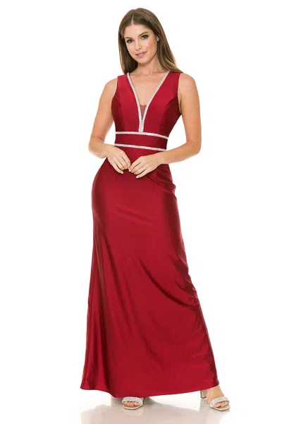 Truedames Prom Dress V-neck A-line Fully Lined Gala Gown In Red
