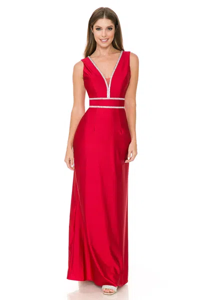Truedames Prom Dress V-neck A-line Fully Lined Gala Gown In Red