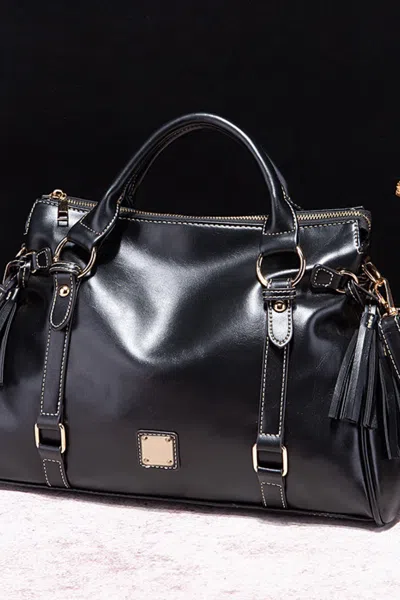 Truedames Pu Leather Handbag With Tassels In Black