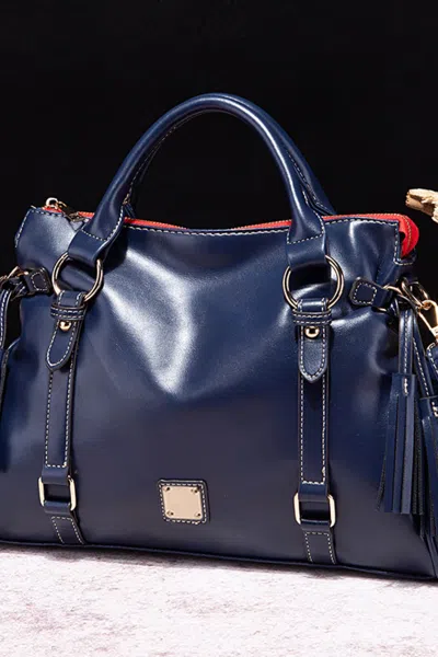 Truedames Pu Leather Handbag With Tassels In Blue
