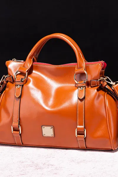 Truedames Pu Leather Handbag With Tassels In Brown