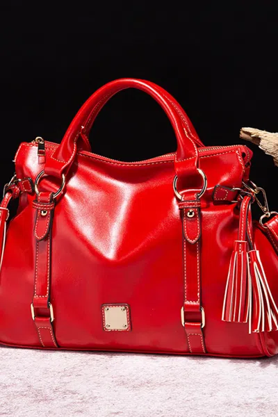 Truedames Pu Leather Handbag With Tassels In Red
