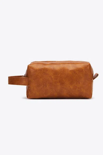 Truedames Pu Leather Makeup Bag In Brown