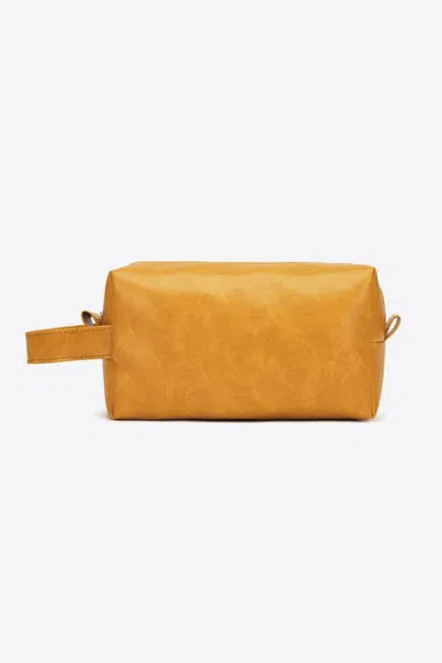 Truedames Pu Leather Makeup Bag In Gold