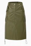 Truedames Pu Side Pockets Midi Skirt In Green