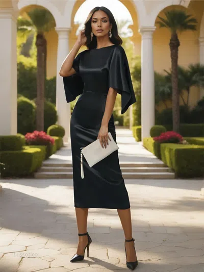 Truedames Puff Sleeve Bodycon Evening Dress In Green