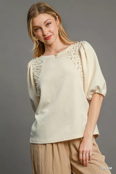 Truedames Puff Sleeve Knit Top In White