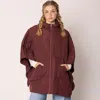 Truedames Wave Pattern Padded Cape In Burgundy