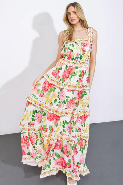 Truedames Pulling Heartstrings Woven Maxi Dress In Multi