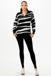 Truedames Pullover Collared V-neck Sweater Top And Pant Set In Black