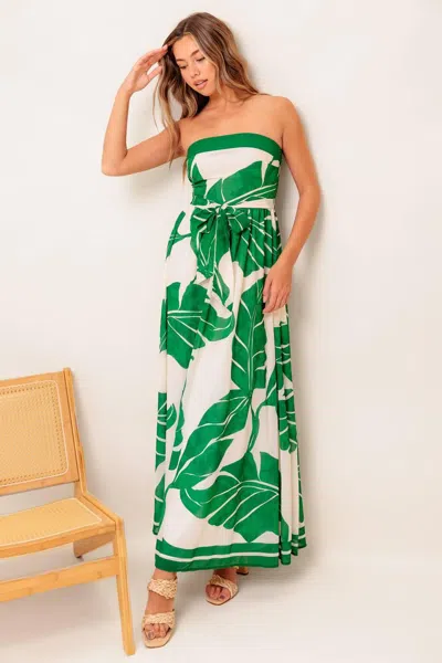 Truedames Pure Moment Green Woven Ankle Dress In Multi