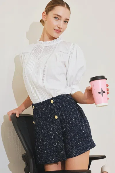 Truedames Pure Poetry Victorian Woven Top In White