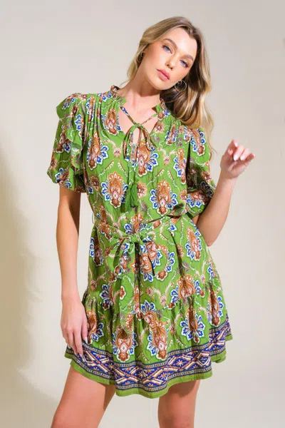 Truedames Pure Serenity Woven Mini Dress In Green