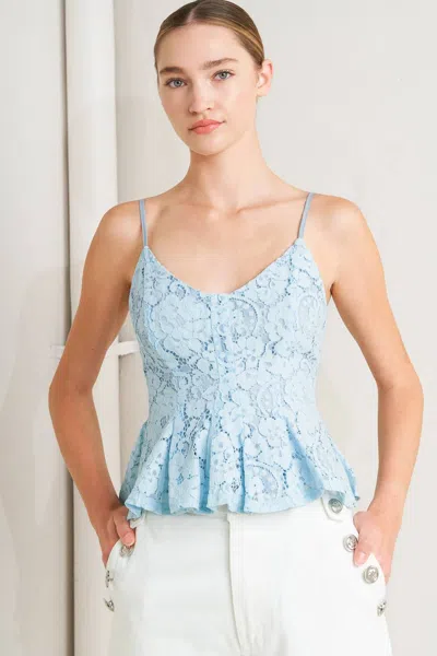 Truedames Purely Romantic Woven Lace Cami Top In Blue