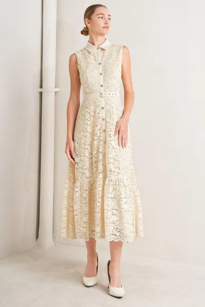 Truedames Purely Romantic Woven Lace Midi Dress In White
