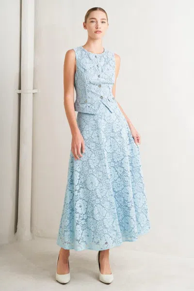 Truedames Purely Romantic Woven Lace Midi Skirt In Blue