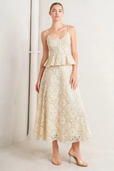 Truedames Purely Romantic Woven Lace Midi Skirt In White
