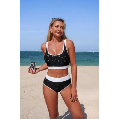 Truedames Push Up Triangle High Waisted Band Bikini In Black