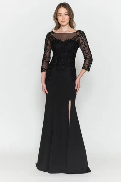 Truedames Quarter Sleeve Classy Mother Of Bride Dress In Black
