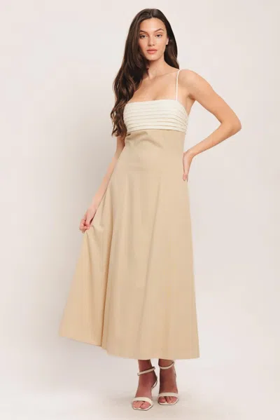 Truedames Quiet Luxe Moment Woven Midi Dress In Brown