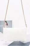 Truedames Quilted Faux Leather Half Folded Cltuch In White