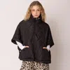 Truedames Quilted Short Sleeves Puffer Pullover Poncho In Black