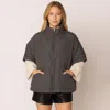 Truedames Quilted Short Sleeves Puffer Pullover Poncho In Gray
