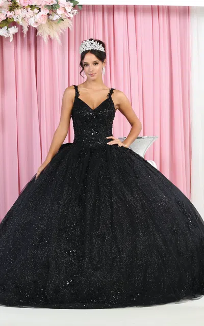 Truedames Quinceanera Dress Ball Gown Glitter Train Sweet 16 In Black