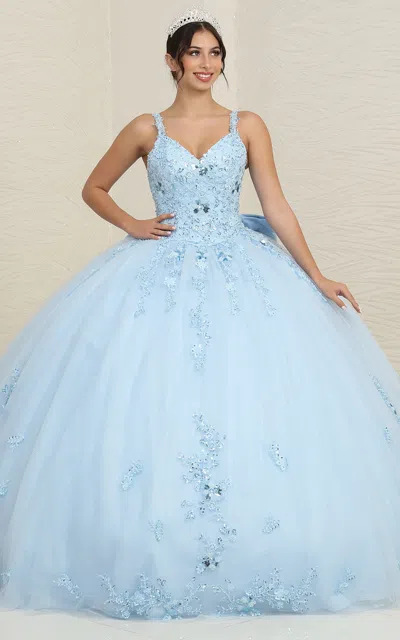 Truedames Quinceanera Dress Ball Gown Glitter Train Sweet 16 In Blue