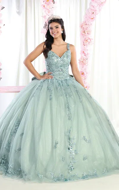 Truedames Quinceanera Dress Ball Gown Glitter Train Sweet 16 In Blue