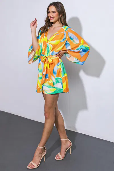 Truedames Quitting Time Woven Romper In Multi