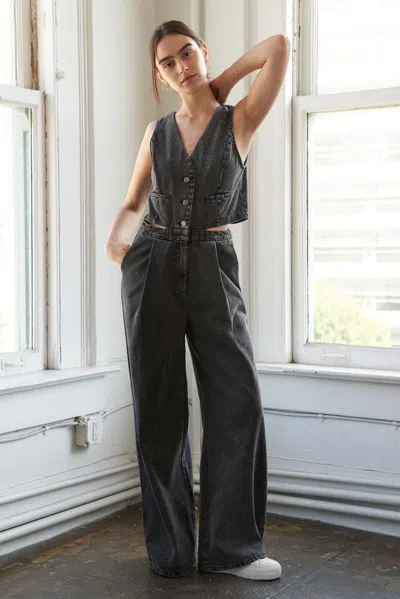 Truedames Rain Or Shine Denim Jumpsuit In Black