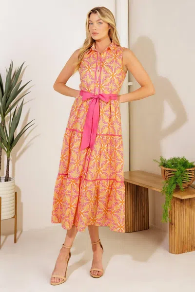 Truedames Rainforest Radiance Woven Midi Dress In Orange