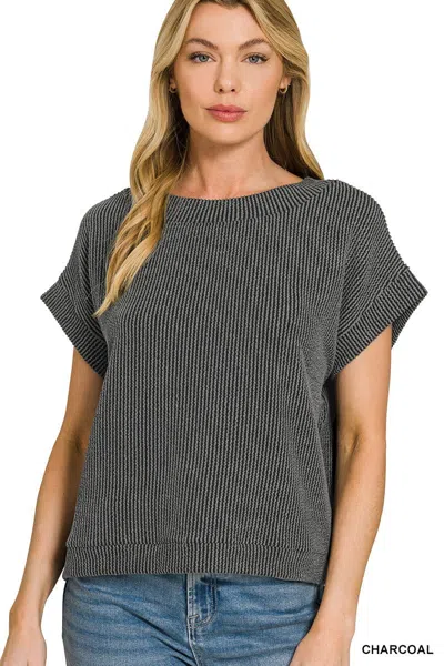 Truedames Raised Rib Cap Sleeve Top In Pink
