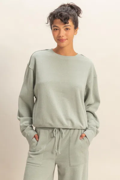 Truedames Raw Edge Detail Burnout Sweatshirt In Green