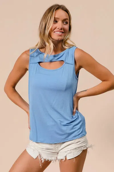 Truedames Rayon Span Knit With Cut Out Front Sleeveless Top In Multi