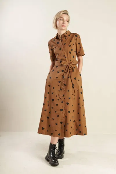 Truedames Ready To Go Woven Midi Dress In Brown