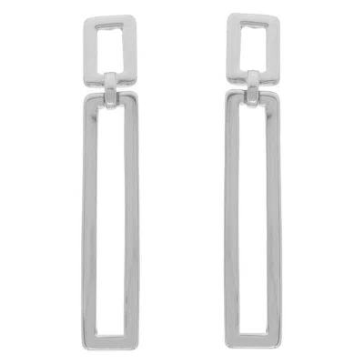 Truedames Rectangle Door Knocker Post Earrings In Silver