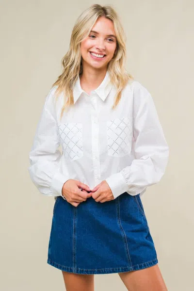 Truedames Refined Breeze Button-up Top In White